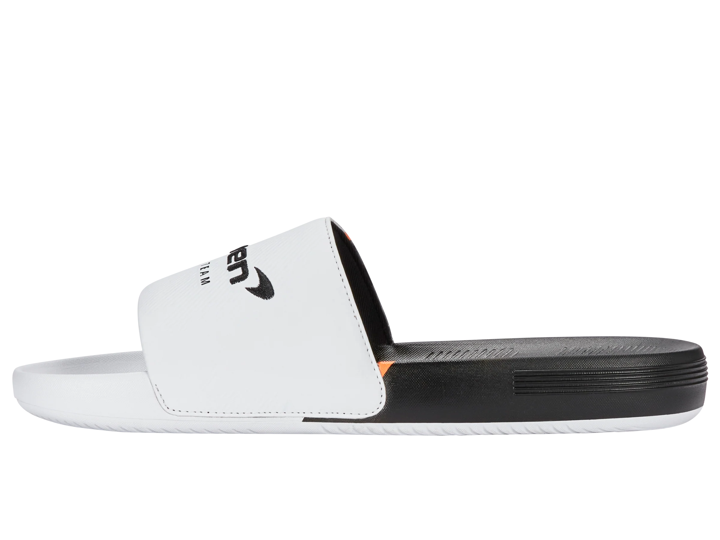 04422-196-M | SLIDE SANDAL X MCLAREN F1 TEAM | WHITE/BLACK/PAPAYA - Image 5