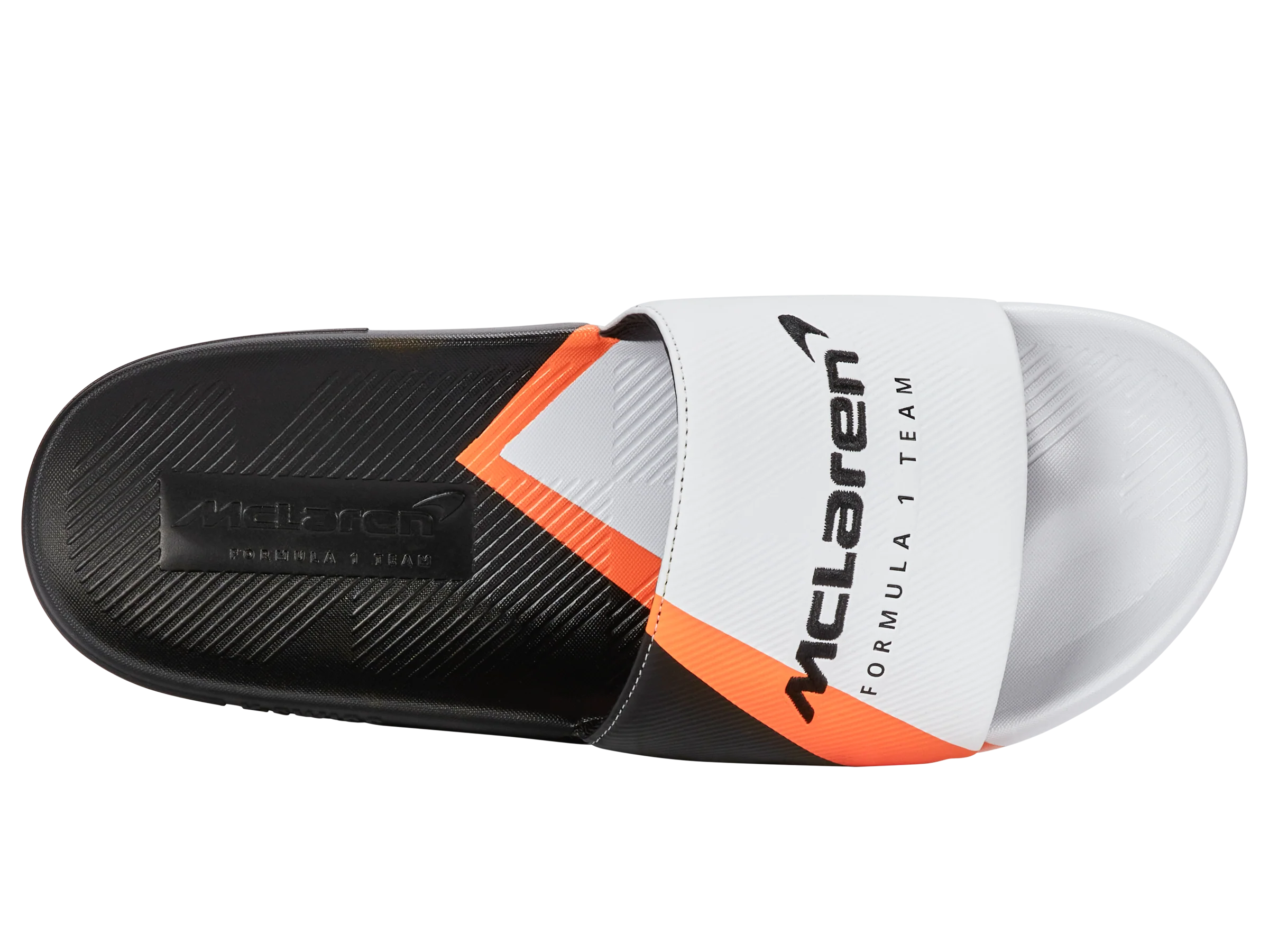 04422-196-M | SLIDE SANDAL X MCLAREN F1 TEAM | WHITE/BLACK/PAPAYA - Image 7