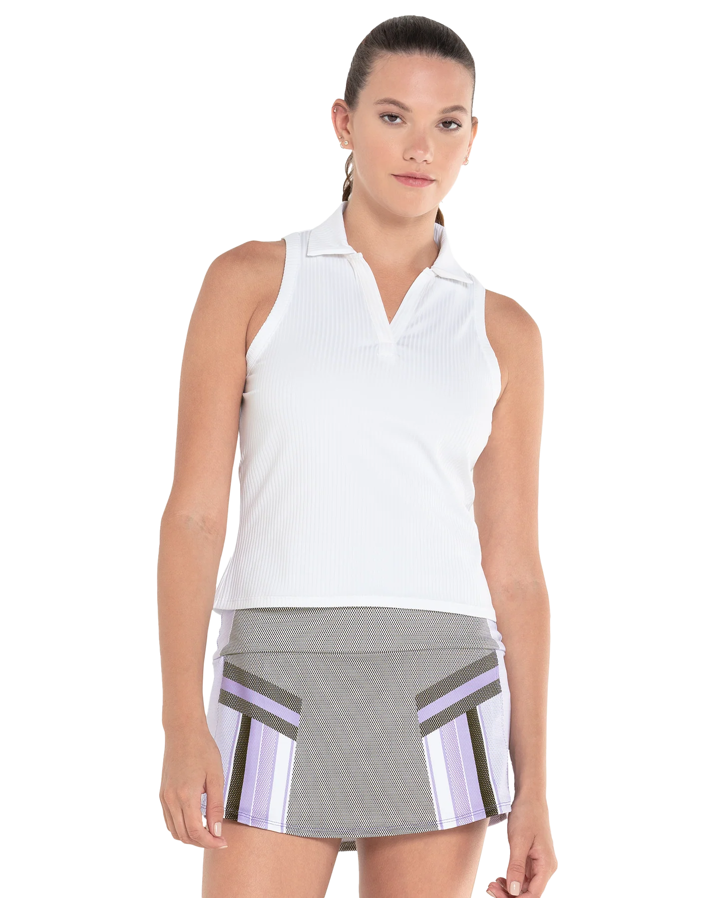 197231-100 | SLEEVELESS RIB POLO | WHITE